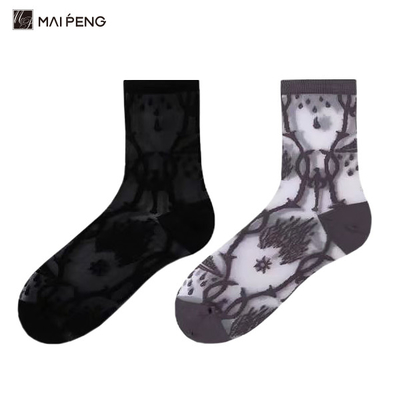 Buy Summer Thin Custom Women Socks Transparent Glass Mesh Jacquard Crystal Silk Socks online manufacture