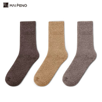 satın al Kalın, Sıcak, Sıcak Katı Renkli Yün Çoraplar Terry Winter Crew Çoraplar online manufacture