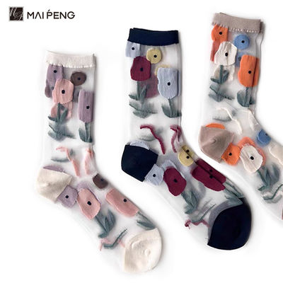 Mua Chick Custom Flower Jacquard Crystal Socks Đàn bà mùa hè mặc vớ trong suốt online manufacture