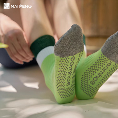 Buy Stripe Cuff Breathable Mesh Anti Slip Gym Pilates Grip Crew Yoga Socks online manufacture