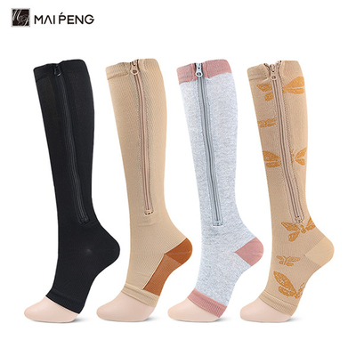 Des chaussettes anti-dérapant des jambes sous pression veineuse des chaussettes à fermeture éclair
