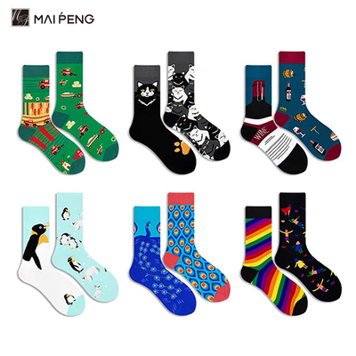Jacquard chaussettes personnalisées pour hommes colorées drôles cartoon mignon chaussettes pour jeunes hommes