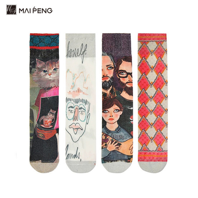 Nouveauté de mode Unisexe chaussettes en blanc de sublimation personnalisées chaussettes imprimées en 3D numérique