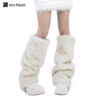 En hiver, des chaussures à jambes en peluche pour femmes, des chaussures à jambes en fourrure, épaisses, à la mode