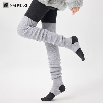 Femmes à nervures au-dessus du genou chaussettes hautes chaussettes chauffantes pour les jambes sans orteils chauffantes pour les jambes pour le yoga et le ballet