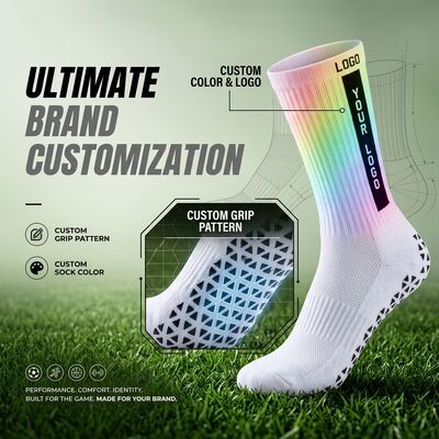 Custom Logo Anti-Slip Grip Football Socks Breathable Soccer Crew Athletic Performance Socks with Silicone Sole Dots